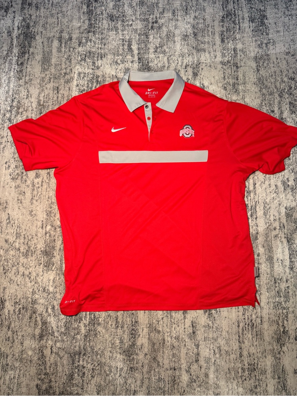 Nike Men’s Red Polo with Gray Accents and Ohio State Logo